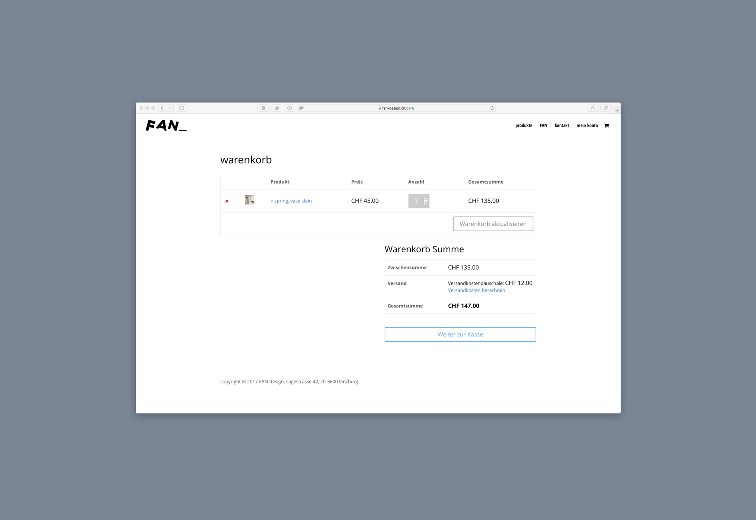 FAN Shop Warenkorb